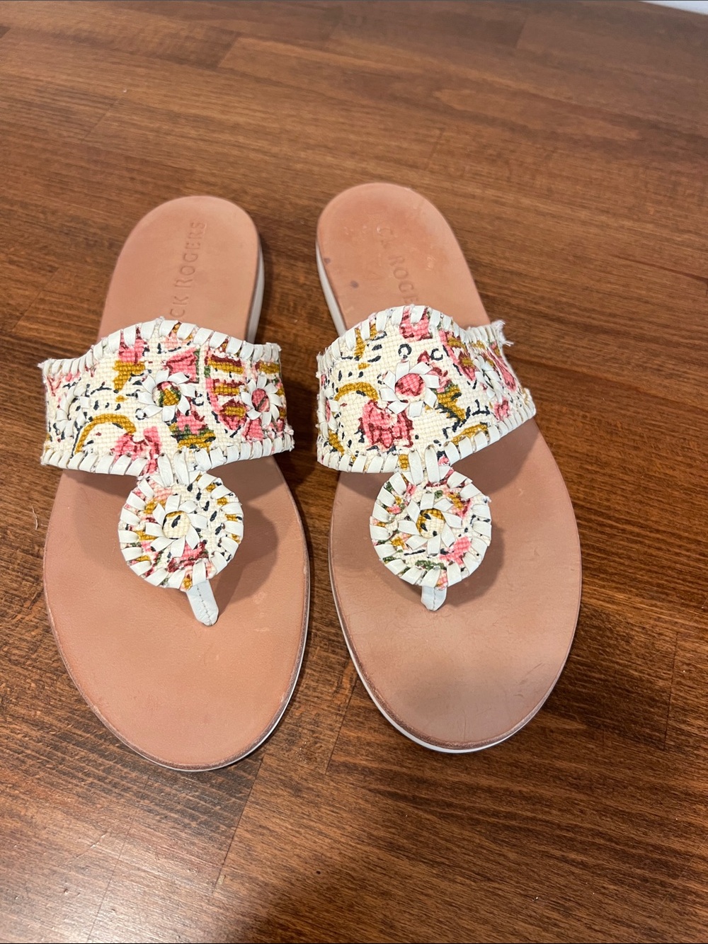 Spartina 449 x Jack Rogers Women’s White Floral Leather Sandal